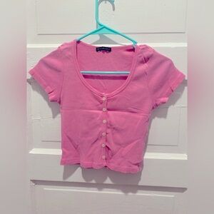 Brandy Melville Pink Button-Up Shirt